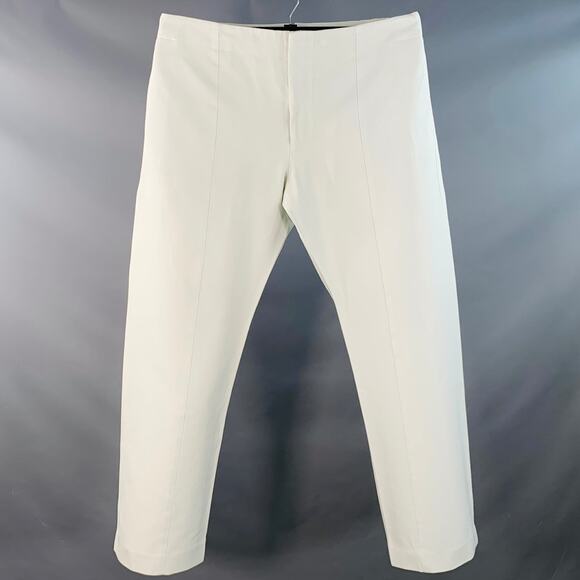 SALVATORE FERRAGAMO Size 40 Off White Twill Cotton Silk Straight Casual Pants - Picture 1 of 8